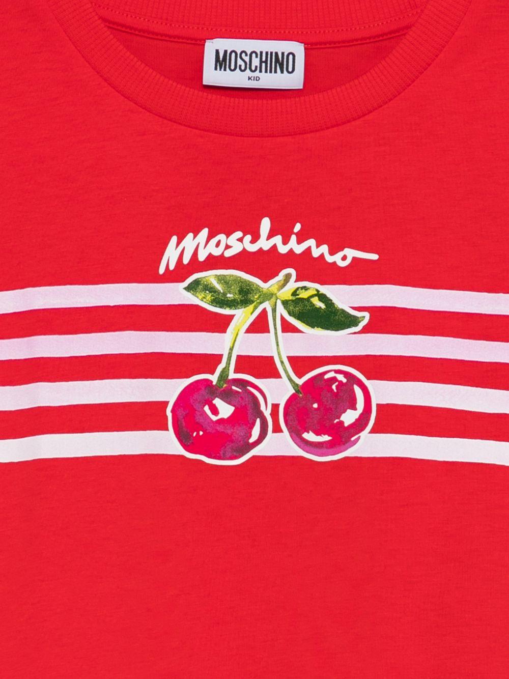 T-shirt per bambina Moschino Kids rossa con stampa ciliegie - Rubino Kids