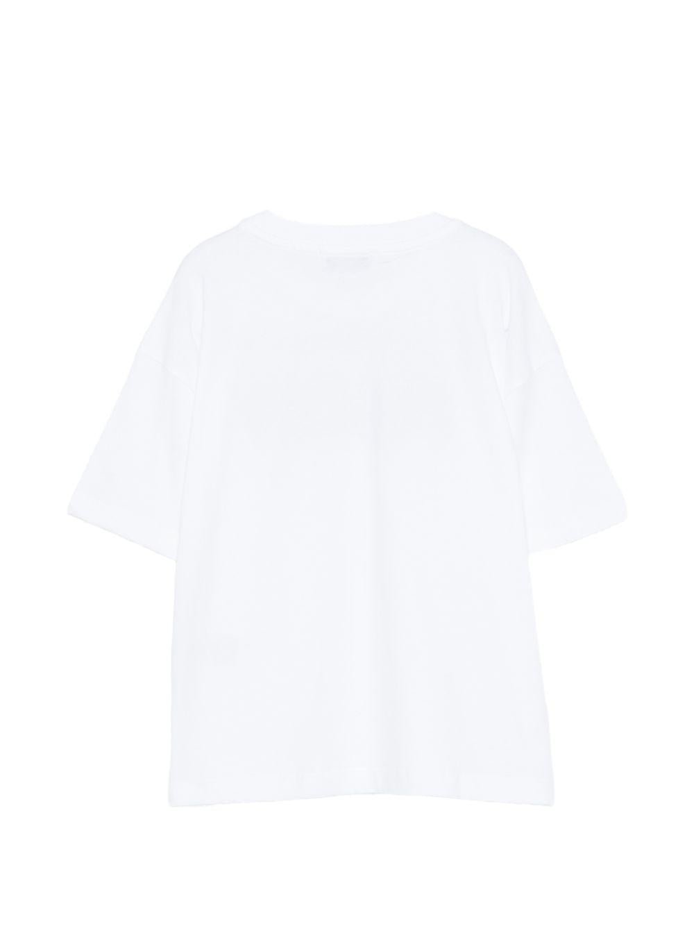 T-shirt per bambina MSGM Kids bianca con applicazione logo - Rubino Kids