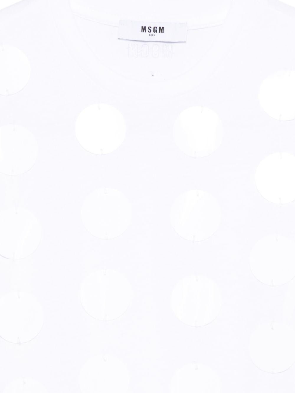T-shirt per bambina MSGM Kids bianca con applicazioni - Rubino Kids