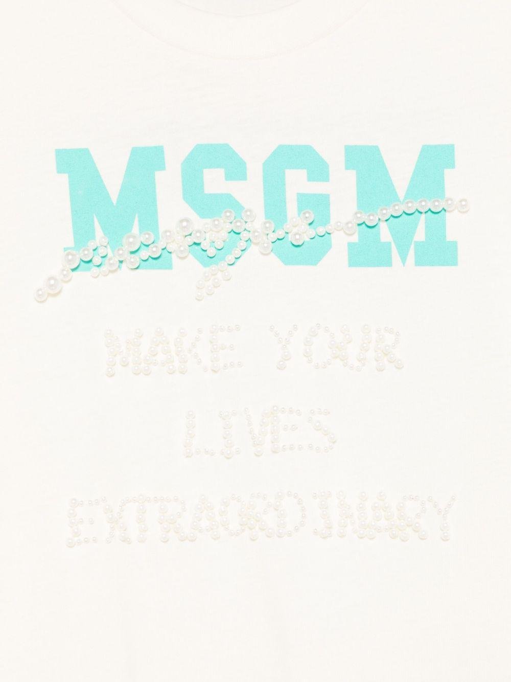 T-shirt per bambina MSGM Kids bianca con logo sul davanti - Rubino Kids