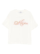 T-shirt per bambina MSGM Kids bianca con logo sul davanti - Rubino Kids