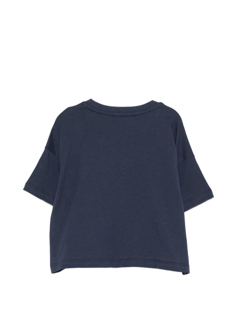 T-shirt per bambina MSGM Kids blu modello crop - Rubino Kids