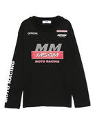 T-shirt per bambina MSGM Kids nera con logo sul davanti - Rubino Kids