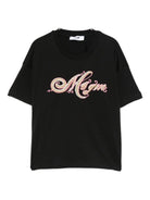 T-shirt per bambina MSGM Kids nera con logo sul davanti - Rubino Kids