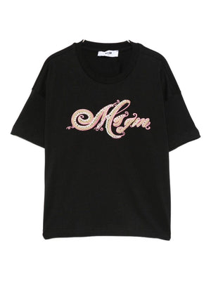 T-shirt per bambina MSGM Kids nera con logo sul davanti