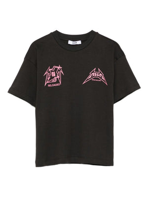T-shirt per bambina MSGM Kids nera con stampa logo