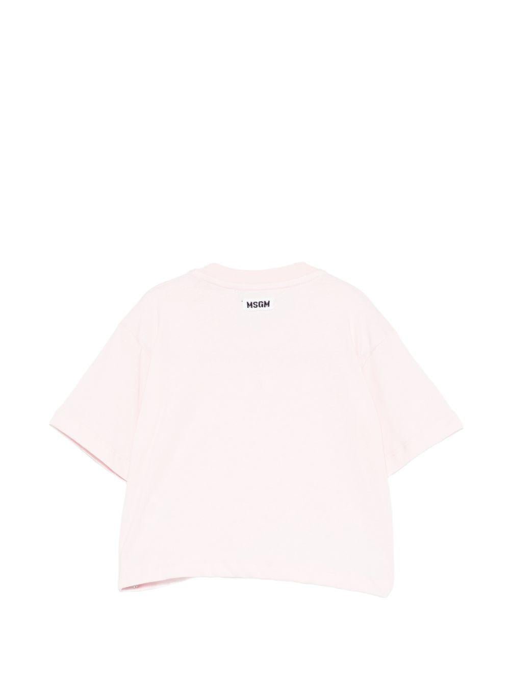 T-shirt per bambina MSGM Kids rosa con dettaglio nodo - Rubino Kids