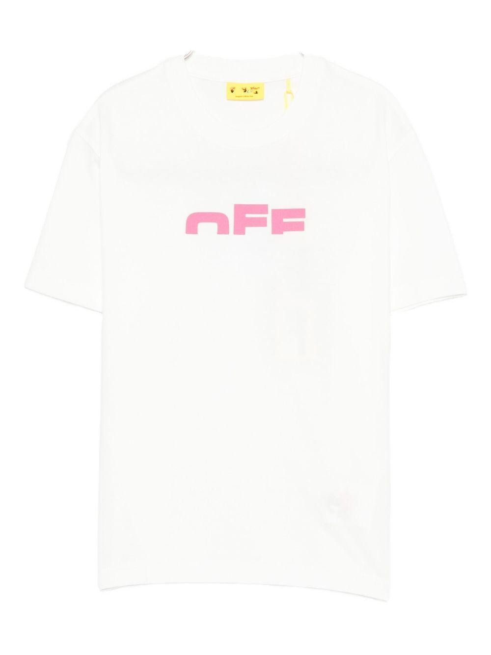 T-shirt per bambina Off - White Kids bianca con logo stampato e orlo dritto - Rubino Kids