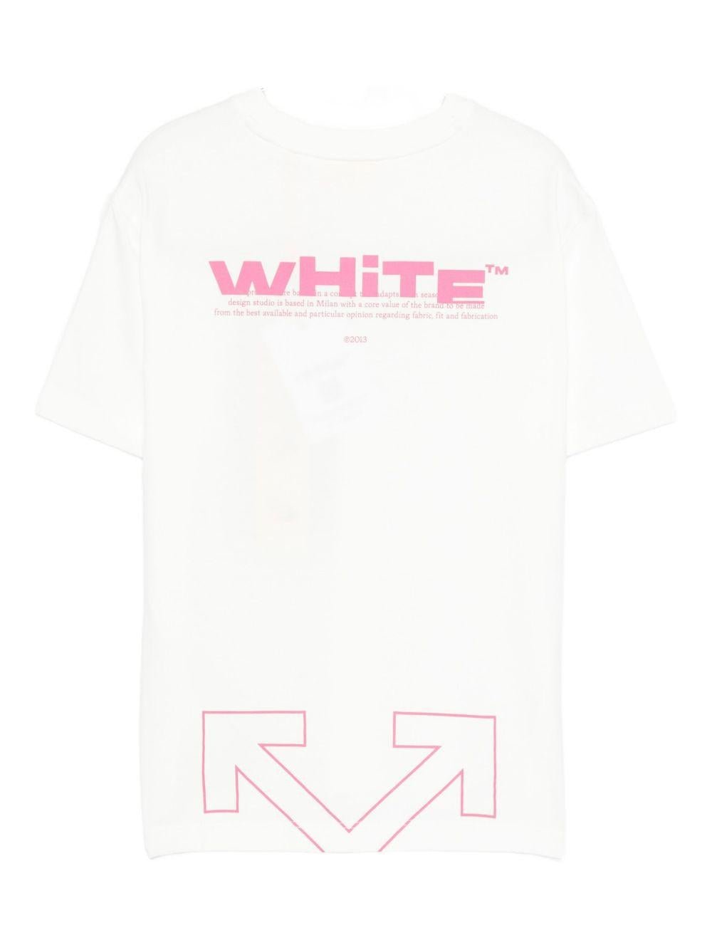 T-shirt per bambina Off - White Kids bianca con logo stampato e orlo dritto - Rubino Kids