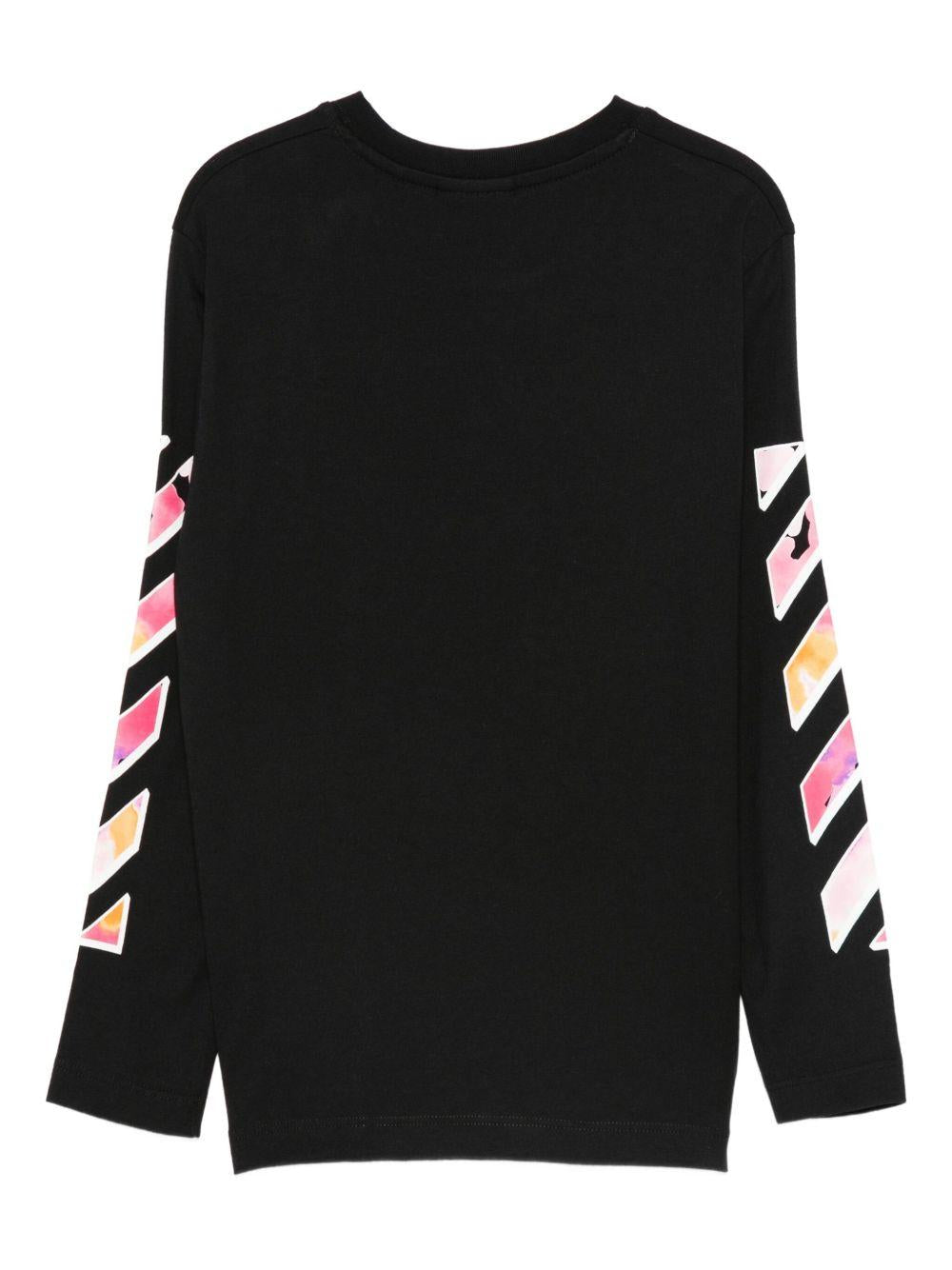 T-shirt per bambina Off - White Kids nera con logo in lettere - Rubino Kids