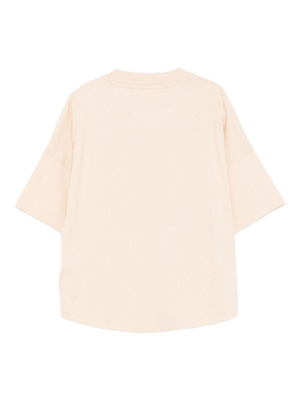 T-shirt per bambina Palm Angels Kids beige con stampa grafica - Rubino Kids