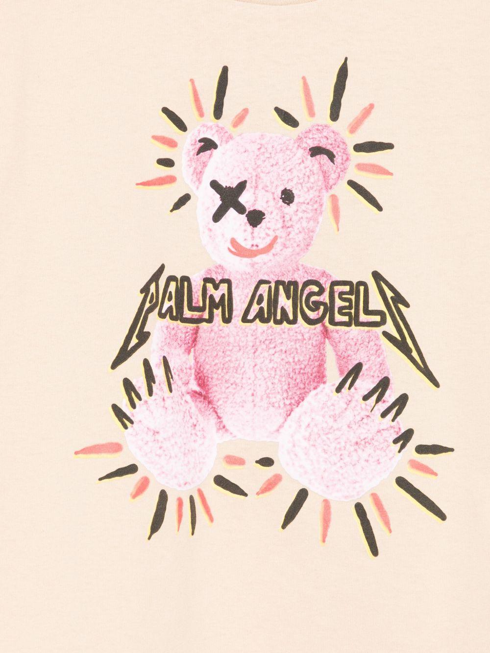 T-shirt per bambina Palm Angels Kids beige con stampa grafica - Rubino Kids