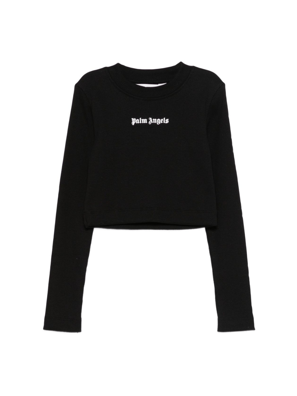 T-shirt per bambina Palm Angels Kids nero a coste a maniche lunghe - Rubino Kids