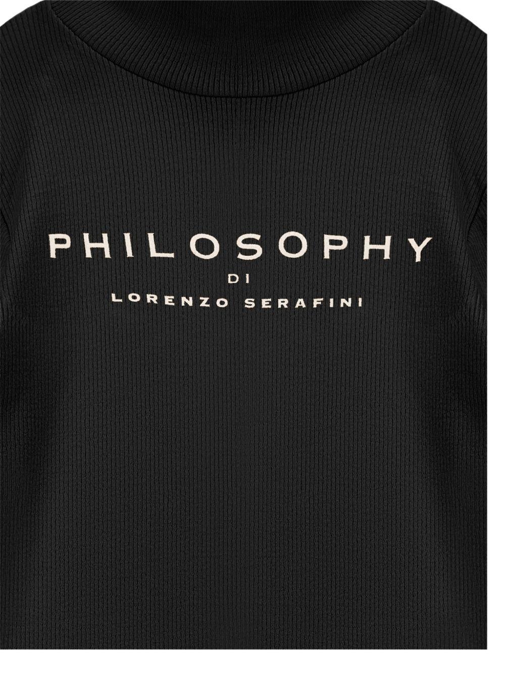 T-shirt per bambina Philosophy Di Lorenzo Serafini Kids nera con stampa logo - Rubino Kids