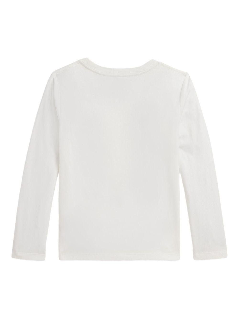 T-shirt per bambina Polo Ralph Lauren Kids bianca con stampa Polo Bear - Rubino Kids