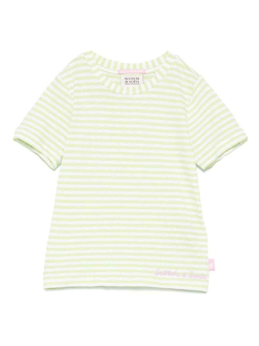T-shirt per bambina Scotch & Soda Kids verde a righe - Rubino Kids