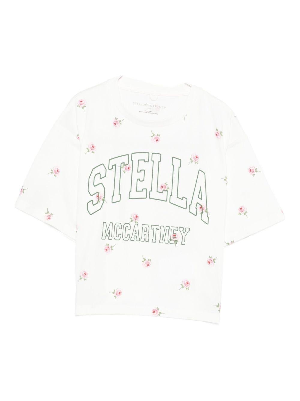 T-shirt per bambina Stella McCartney Kids bianco con stampa grafica<BR/> - Rubino Kids