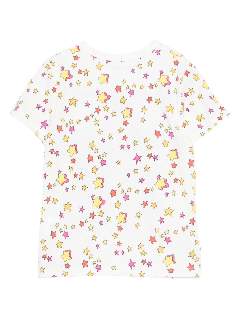 T-shirt per bambina Stella McCartney Kids bianco con stampa stelle - Rubino Kids