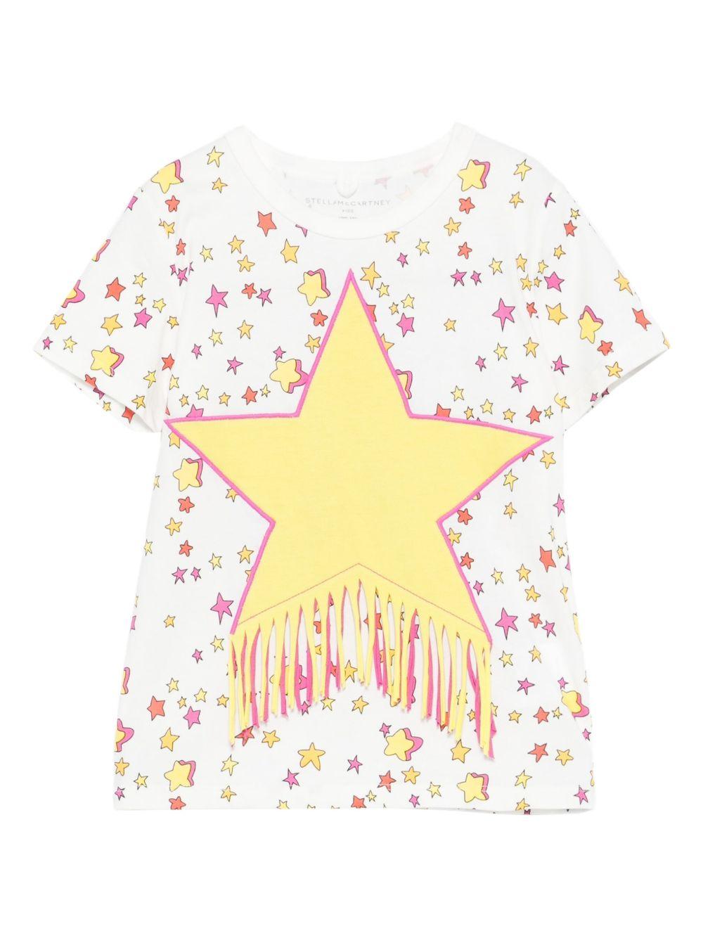 T-shirt per bambina Stella McCartney Kids bianco con stampa stelle - Rubino Kids