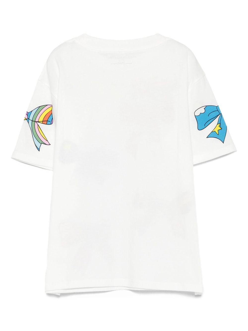 T-shirt per bambina Stella McCartney Kids bianco in cotone con stampa a fiocco - Rubino Kids