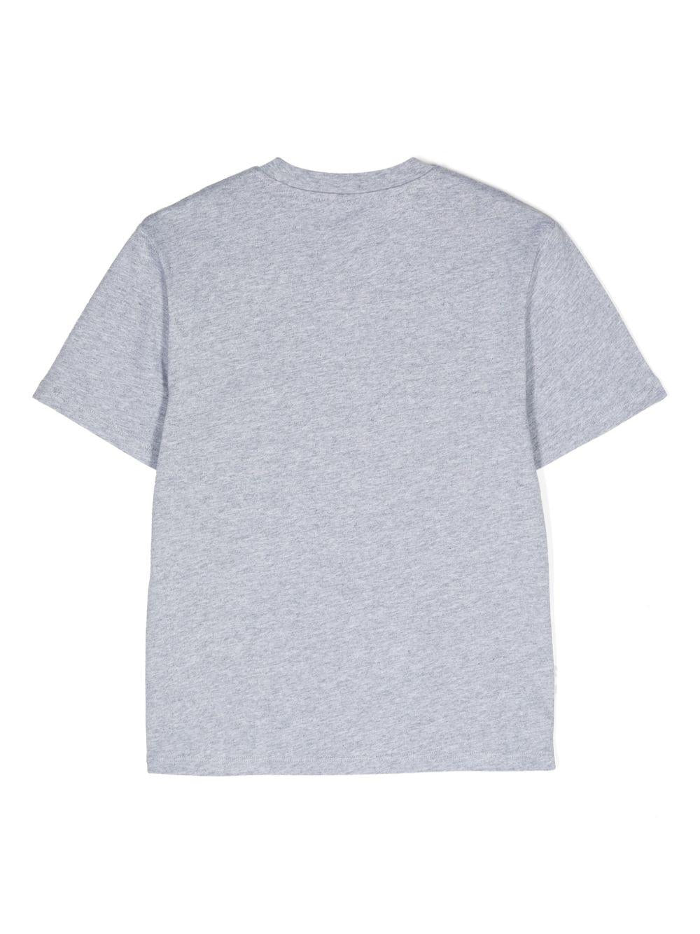 T-shirt per bambina Stella McCartney Kids grigia con logo goffrato sul davanti - Rubino Kids