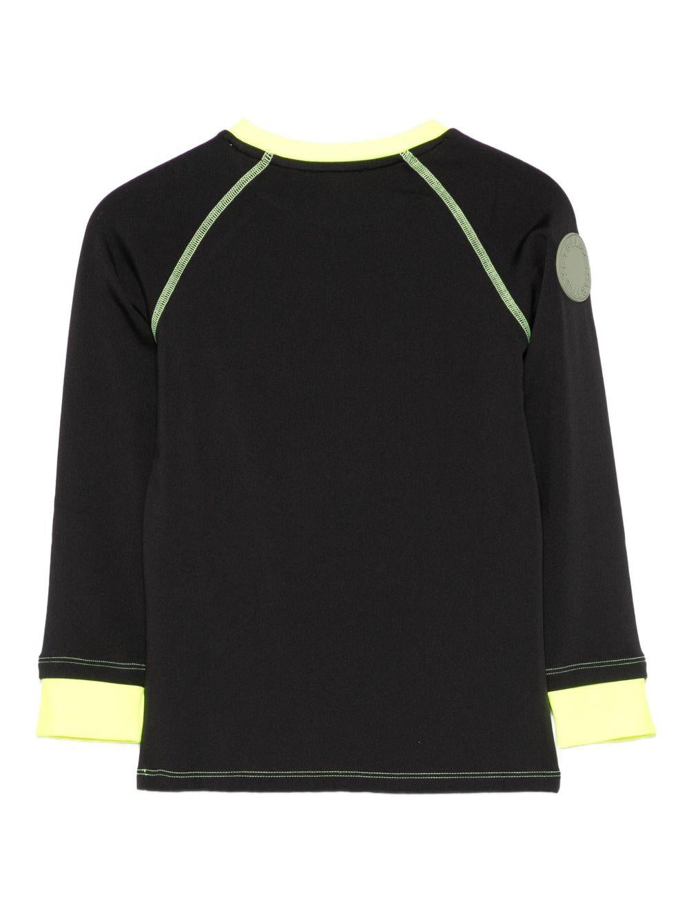 T-shirt per bambina Stella McCartney Kids nero con bordo a contrasto - Rubino Kids