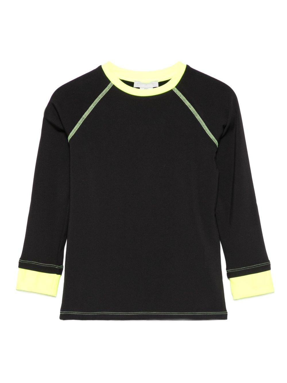 T-shirt per bambina Stella McCartney Kids nero con bordo a contrasto - Rubino Kids