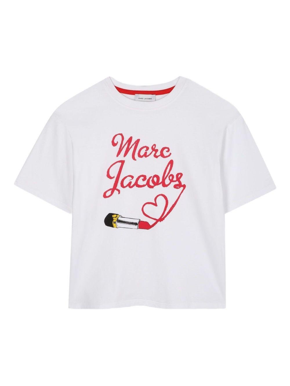 T-shirt per bambina The Marc Jacobs Kids bianca con stampa grafica - Rubino Kids