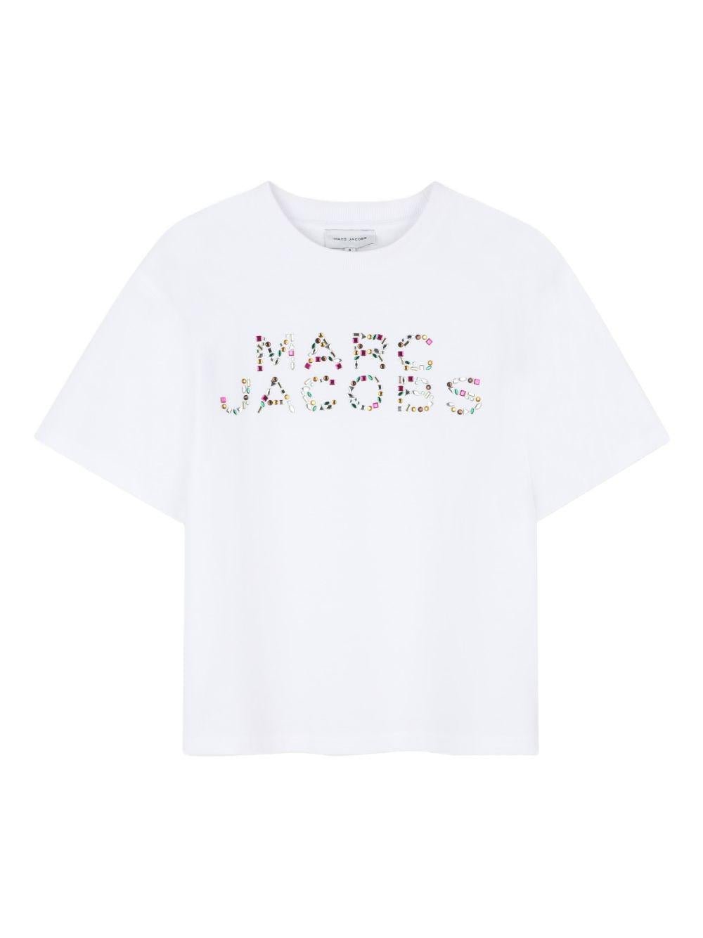 T-shirt per bambina The Marc Jacobs Kids bianca con stampa logo - Rubino Kids