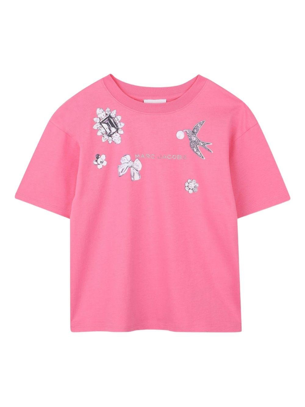 T-shirt per bambina The Marc Jacobs Kids fucsia con stampa grafica - Rubino Kids