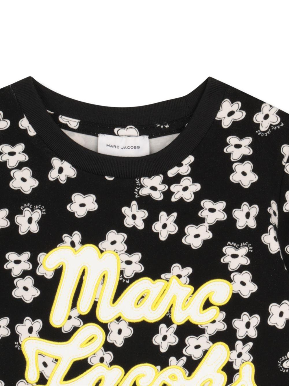 T-shirt per bambina The Marc Jacobs Kids nero con stampa a fiori all - over - Rubino Kids
