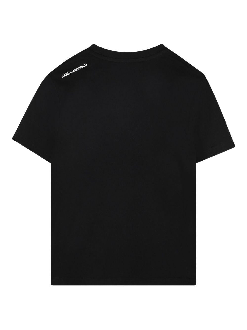 T-shirt per bambini Karl Lagerfeld kids nera con stampa Ikonik Karl - Rubino Kids