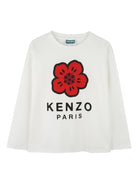 T-shirt per bambini Kenzo Kids bianco con stampa a fiori - Rubino Kids