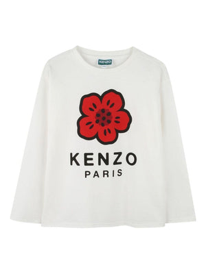 T-shirt per bambini Kenzo Kids bianco con stampa a fiori