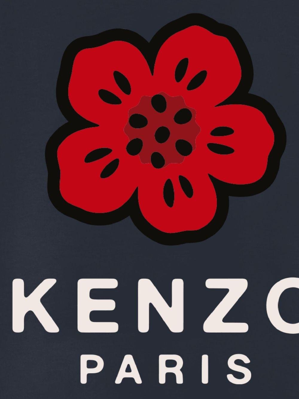 T-shirt per bambini Kenzo Kids blu con stampa a fiori - Rubino Kids