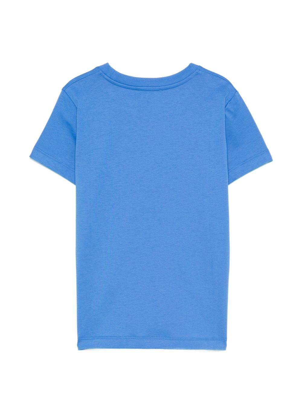 T-shirt per bambini Moschino Kids azzurro con applicazione Teddy Bear - Rubino Kids