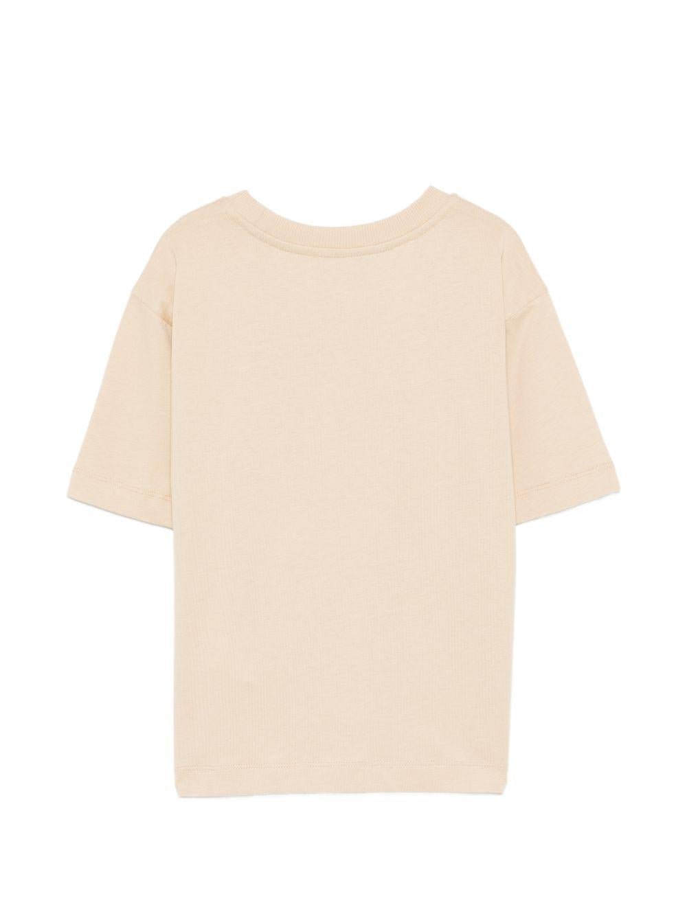 T-shirt per bambini Moschino Kids beige con stampa tre Teddy Bear - Rubino Kids