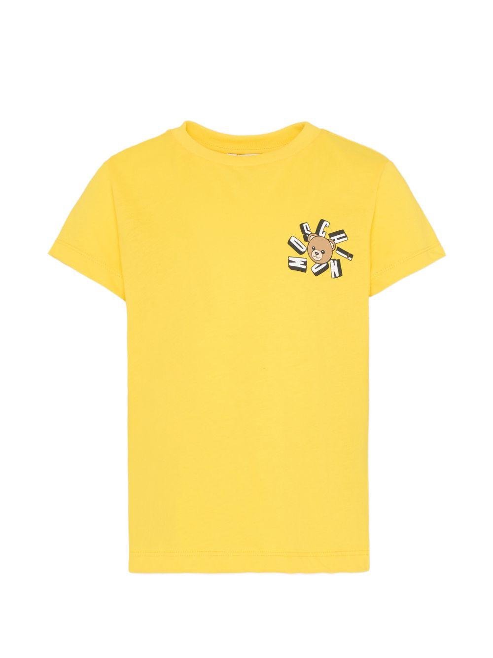 T-shirt per bambini Moschino Kids gialla con dettaglio Teddy Bear - Rubino Kids