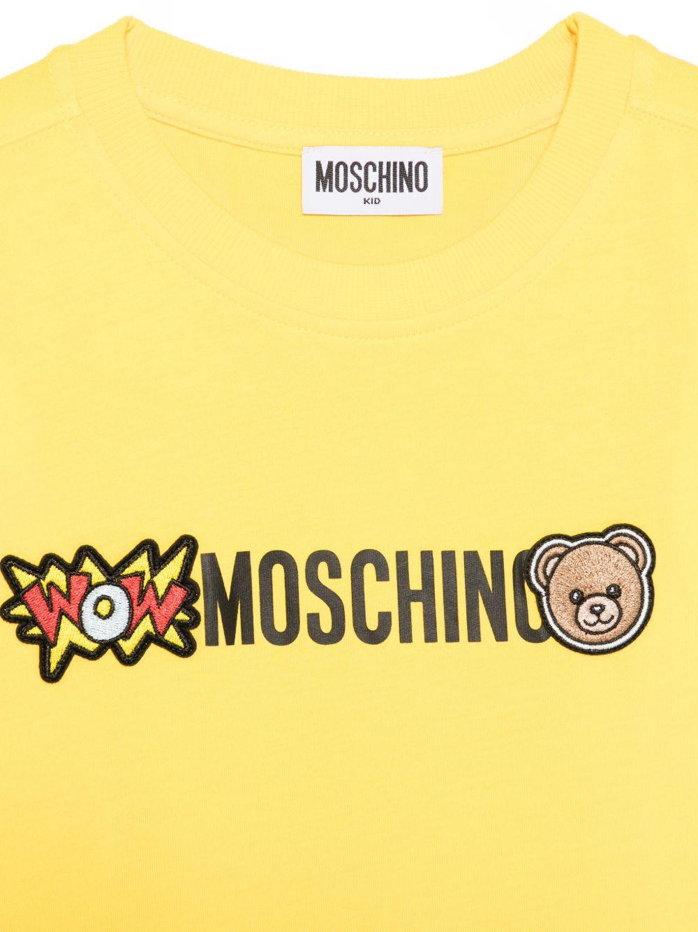 T-shirt per bambini Moschino Kids gialla con logo sul davanti - Rubino Kids