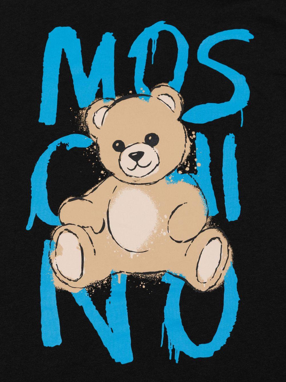 T-shirt per bambini Moschino Kids nera con logo Teddy Bear - Rubino Kids