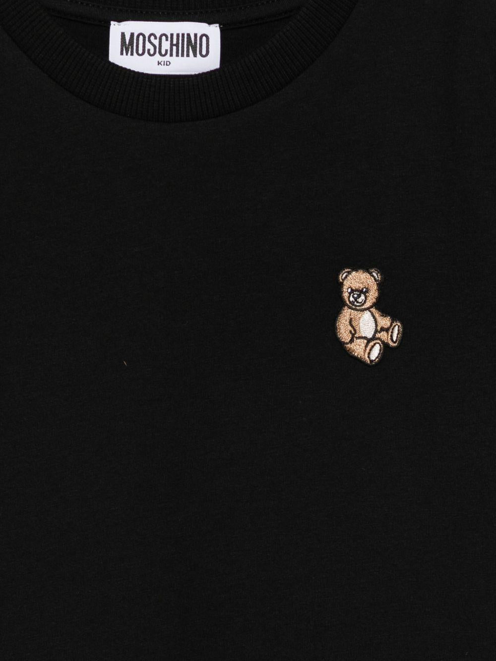 T-shirt per bambini Moschino Kids nera con motivo Teddy Bear - Rubino Kids