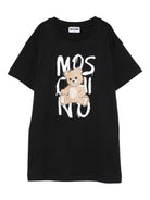 T-shirt per bambini Moschino Kids nera con stampa orsetto - Rubino Kids