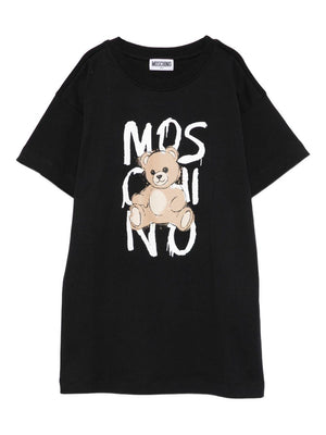 T-shirt per bambini Moschino Kids nera con stampa orsetto