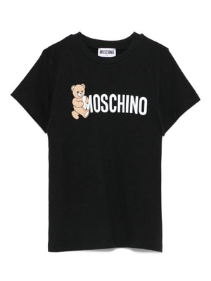 T-shirt per bambini Moschino Kids nera con stampa Teddy Bear