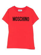 T-shirt per bambini Moschino Kids rossa con logo - Rubino Kids