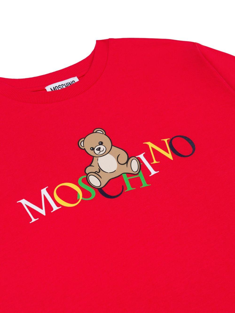 T-shirt per bambini Moschino Kids rossa con logo Teddy Bear - Rubino Kids