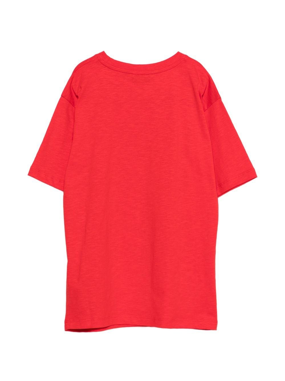 T-shirt per bambini Moschino Kids rossa con stampa logo ondulata - Rubino Kids