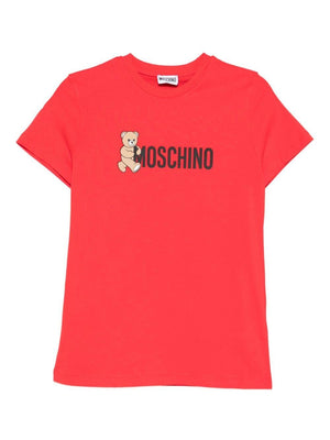 T-shirt per bambini Moschino Kids rossa con stampa Teddy