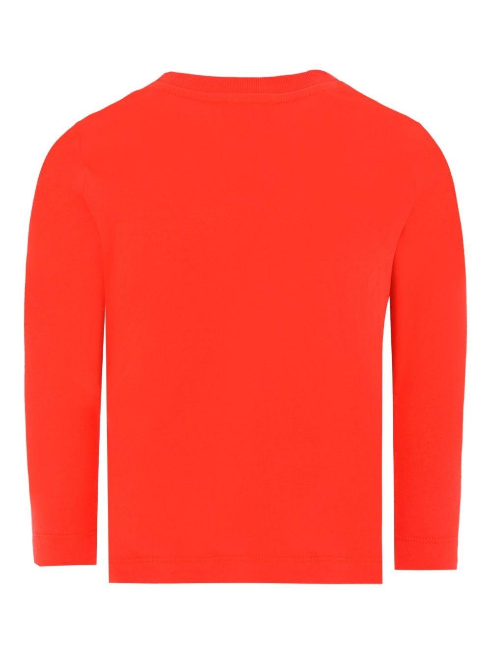 T-shirt per bambini Moschino Kids rosso a maniche lunghe con stampa Teddy Bear - Rubino Kids