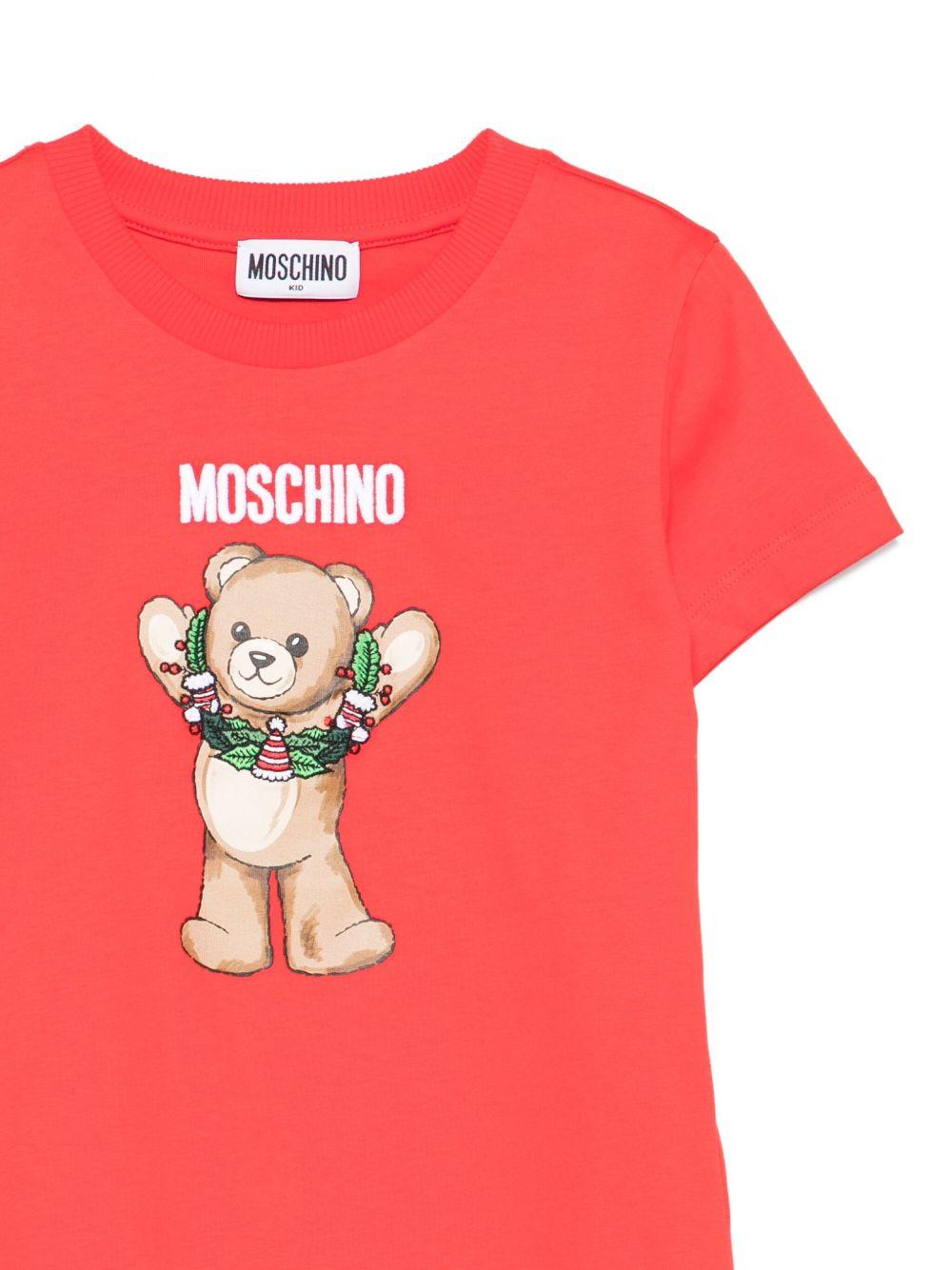 T-shirt per bambini Moschino Kids rosso con stampa grafica Teddy - Rubino Kids